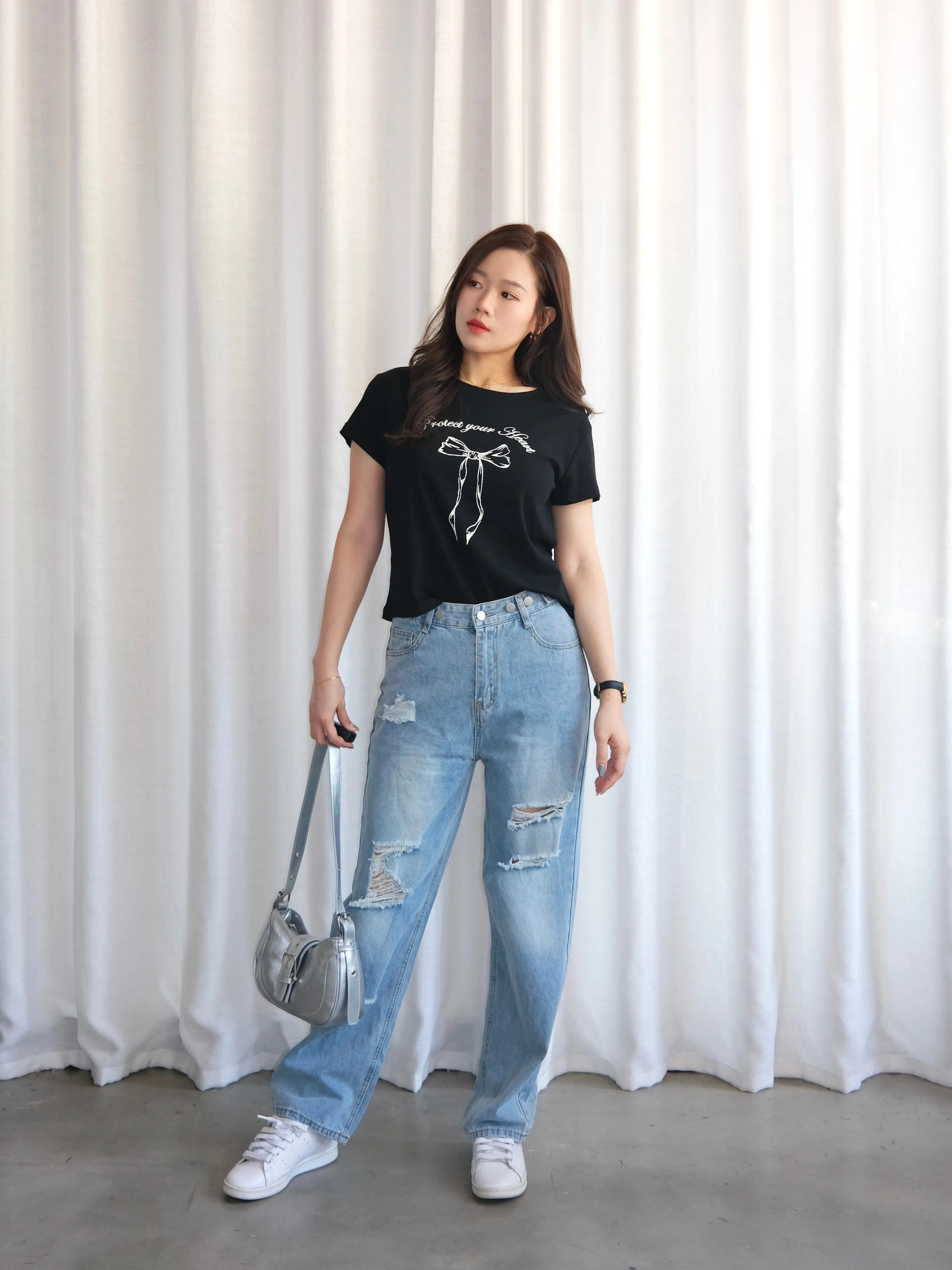ACEWIN Ribbon Printed T-Shirt (Free Size) 110359