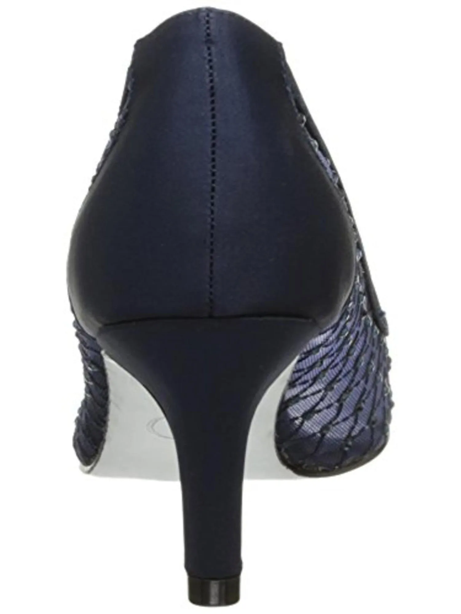 ADRIANNA PAPELL Womens Navy Rhinestone Padded Jamie Peep Toe Kitten Heel Slip On Dress Pumps Shoes W