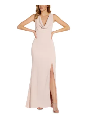 ADRIANNA PAPELL Womens Slitted Sleeveless Cowl Neck Full-Length Formal Gown Dress