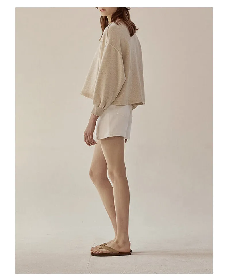 Autumn Winter Hoodie Loose Short Lantern Sleeve Stitching Pure Cotton French Casual Pullover Women Clothing