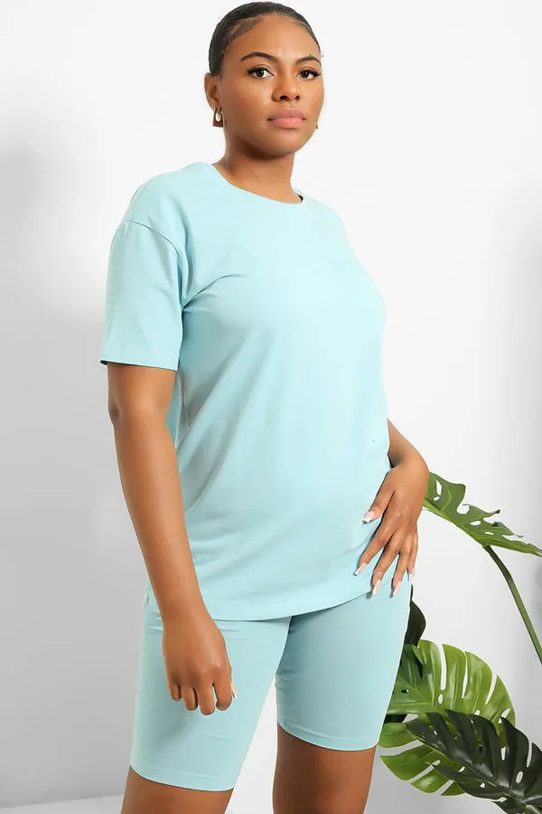 BASIC T-SHIRT & CYCLING SHORTS 2 PIECE BLUE SET
