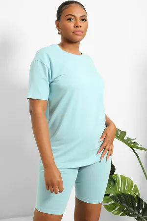 BASIC T-SHIRT & CYCLING SHORTS 2 PIECE BLUE SET