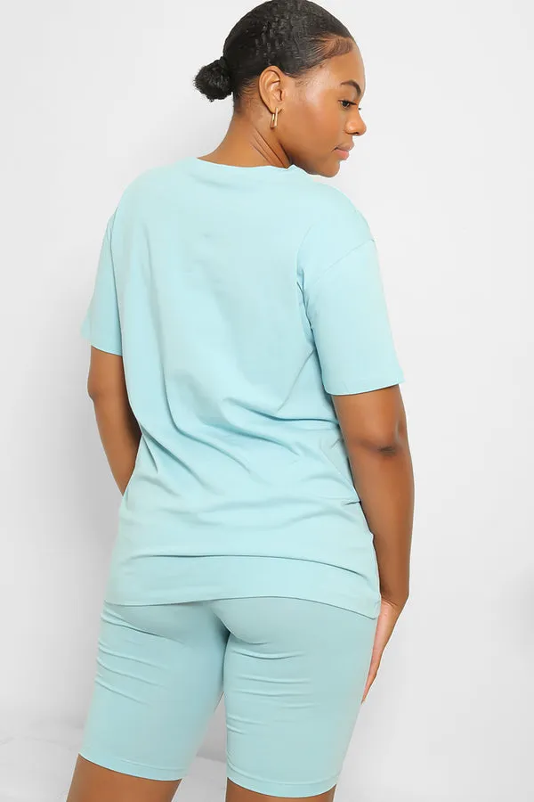BASIC T-SHIRT & CYCLING SHORTS 2 PIECE BLUE SET