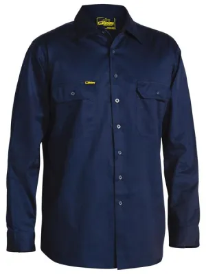 Bisley Cool Lightweight Drill Shirt - Long Sleeve - Navy (BS6893)
