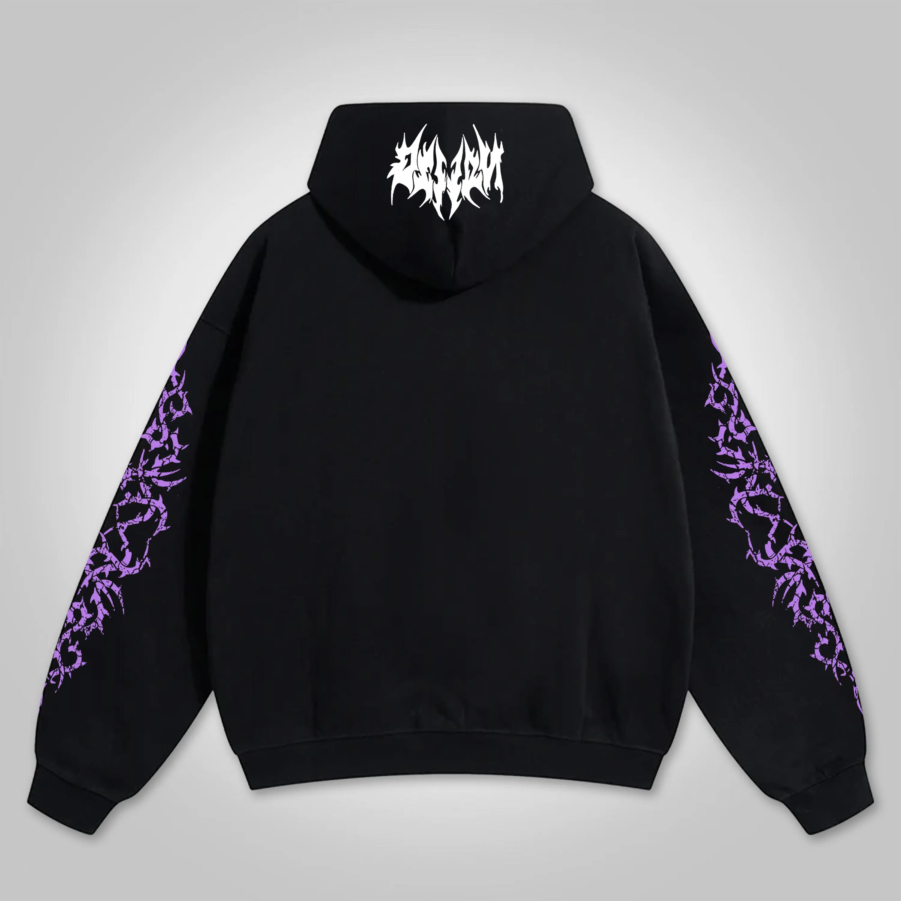 Blavra Cross Print Graphic Loose Velvet Pocket Zip Hoodie