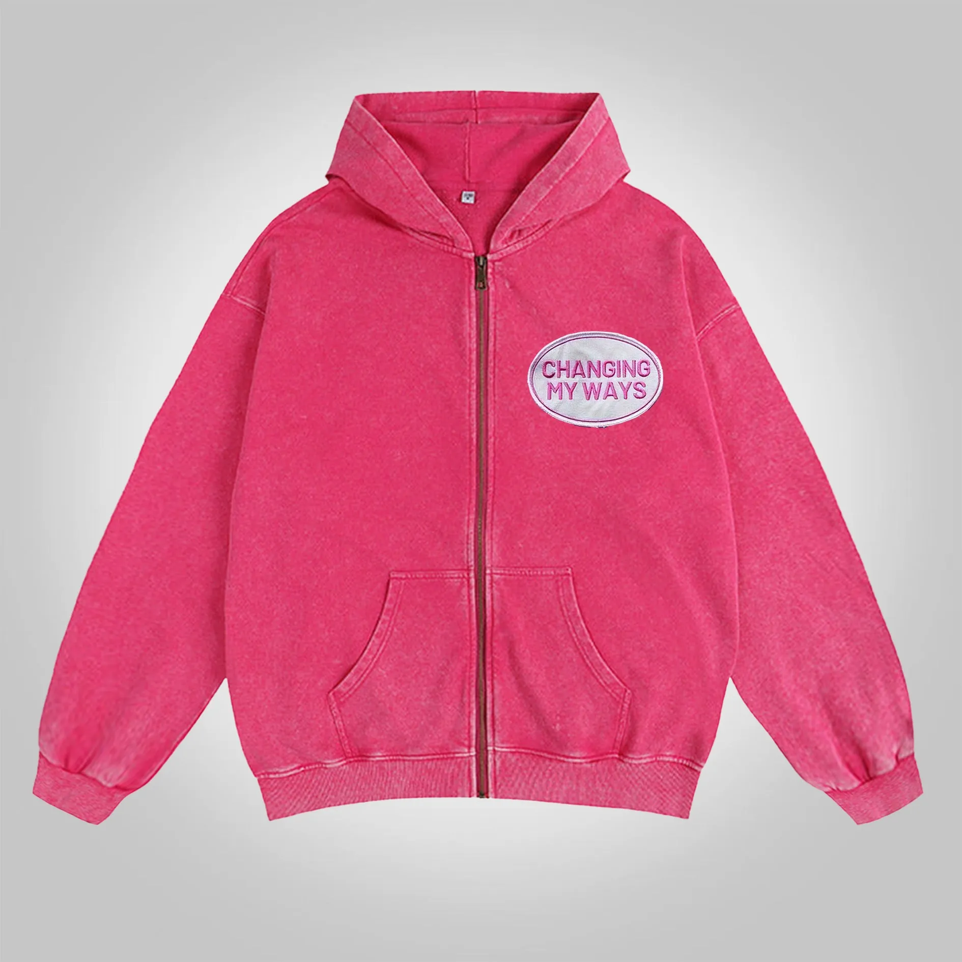 Blavra Have Mercy On Me Jesus Graphic Washed Zip-Up Hoodie