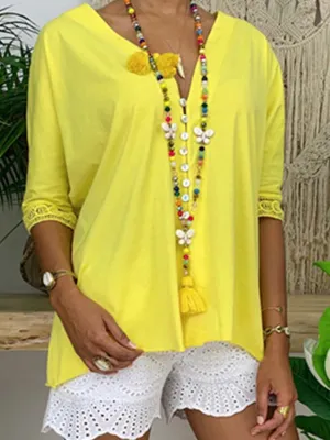 Casual Solid Color Top