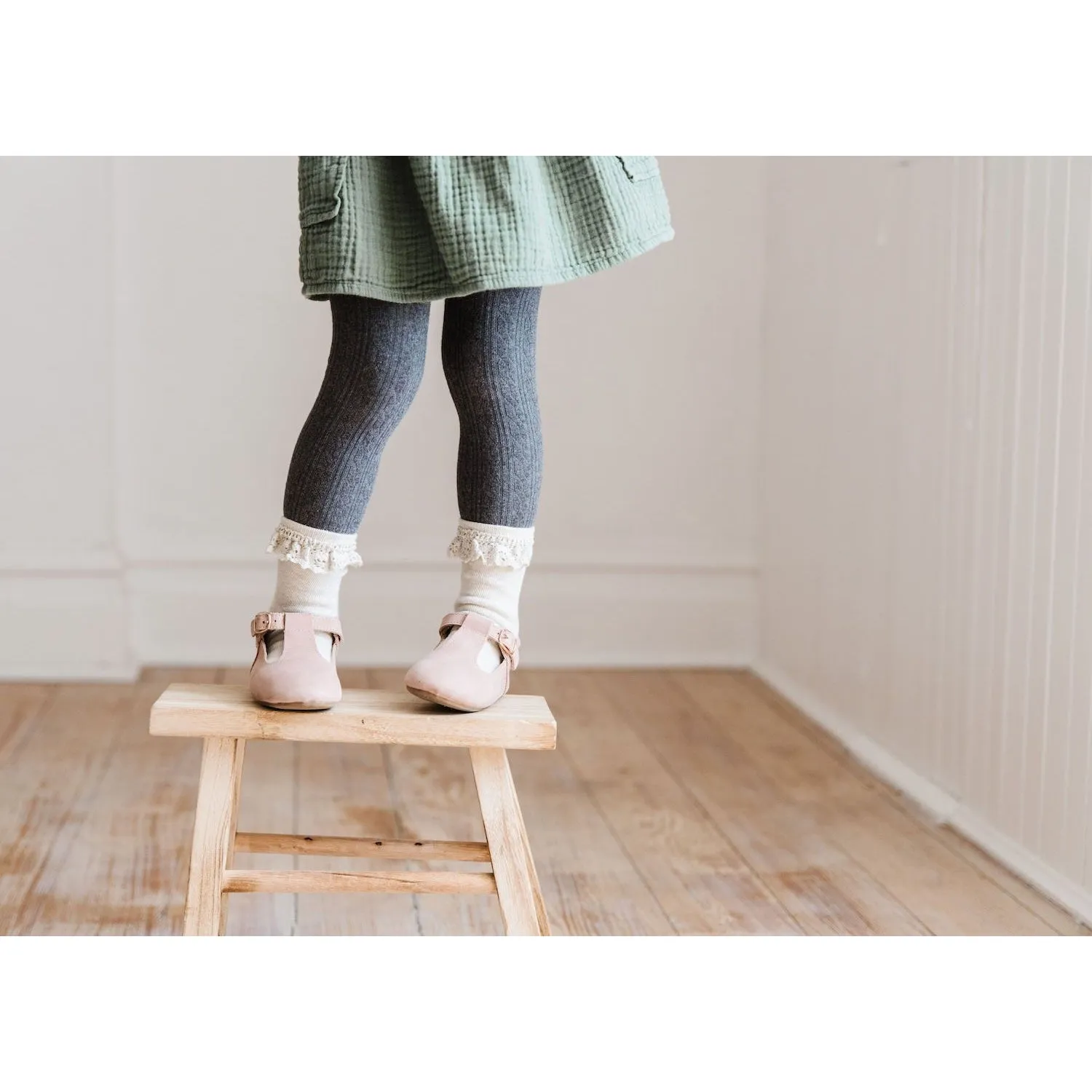 Charcoal Grey Cable Knit Tights