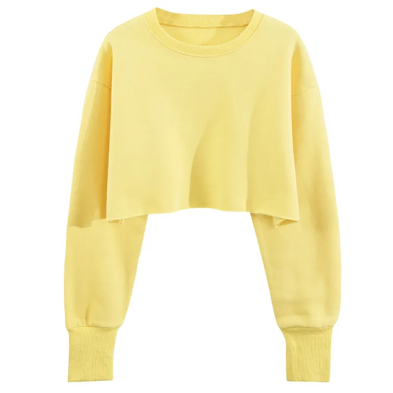 Cropped Cropped Hoodie Women Clothing Fleece Lined Pullover Long Sleeve Yoga Fitness Sports Coat