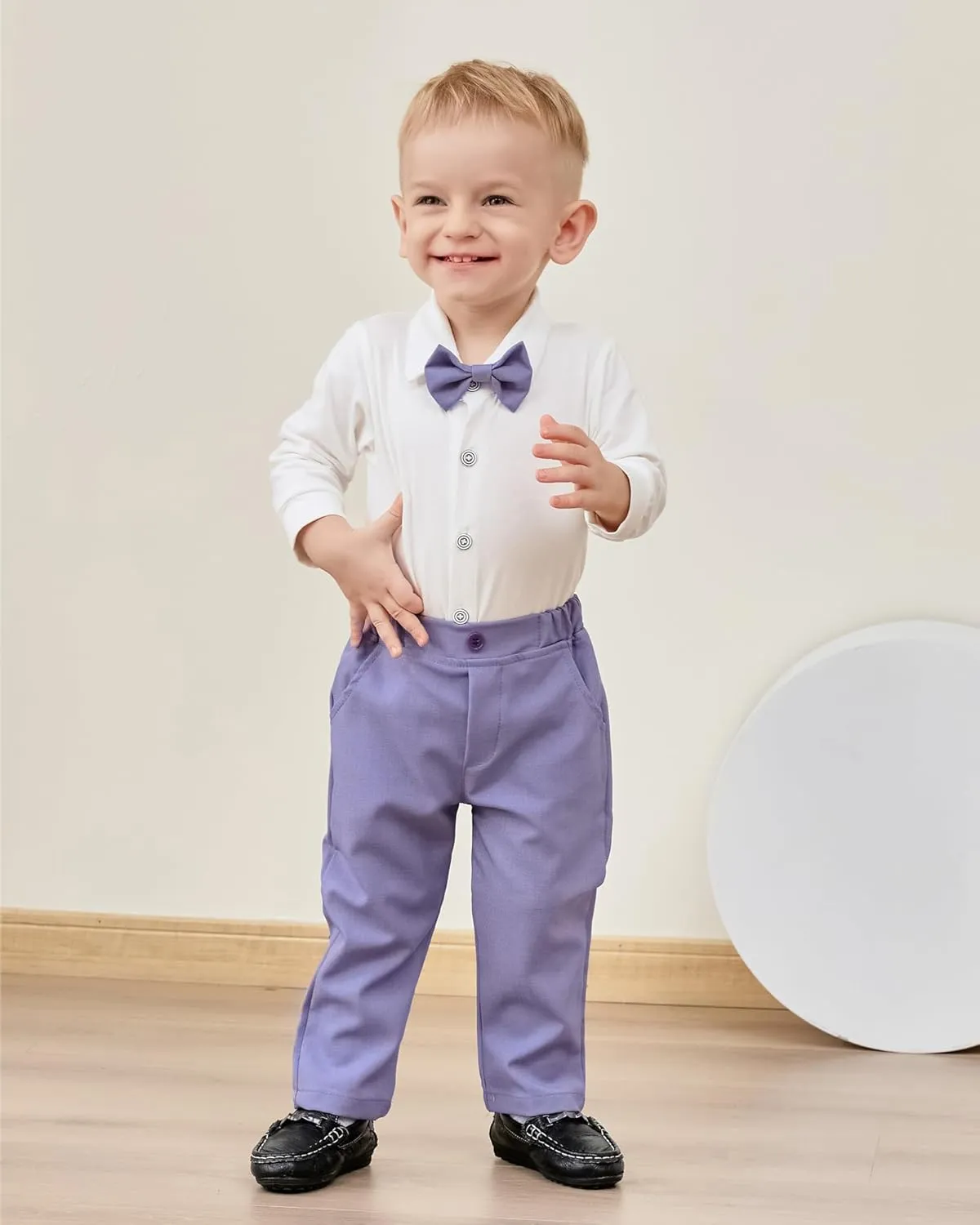 DISAUR Baby Boy Clothes Suits 5PC Infant Gentleman Outfit Dress Shirt Bowtie Vest Corsage Pants Wedding Baby Suit