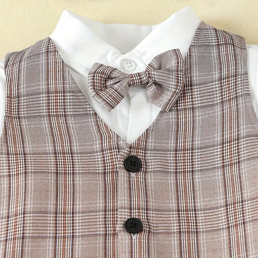Dressy Daisy Baby Toddler Boys Gentleman Vest Suit Wedding Formal Dress Outfit Set with Hat, Gray Green Blue Brown
