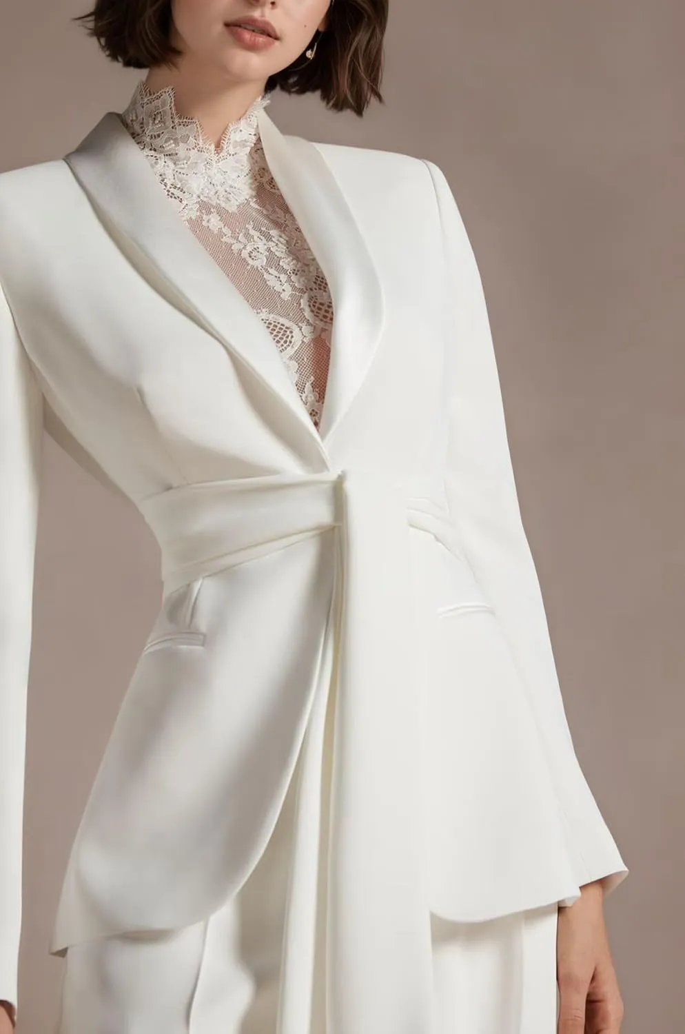 Elegant Pant Suits for Women Dressy 2 Piece Womens Suit with Belt Casual Shawl Collar Prom Tuxedo for Wedding Guest
