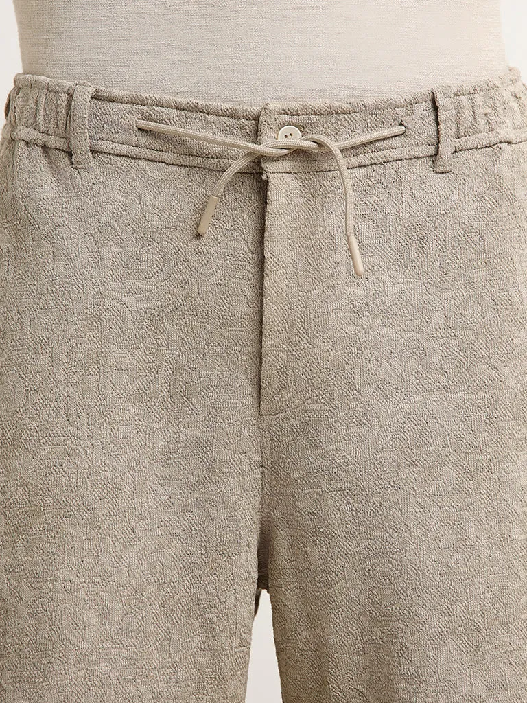 ETA Dark Taupe Cotton Blend Relaxed-Fit Shorts