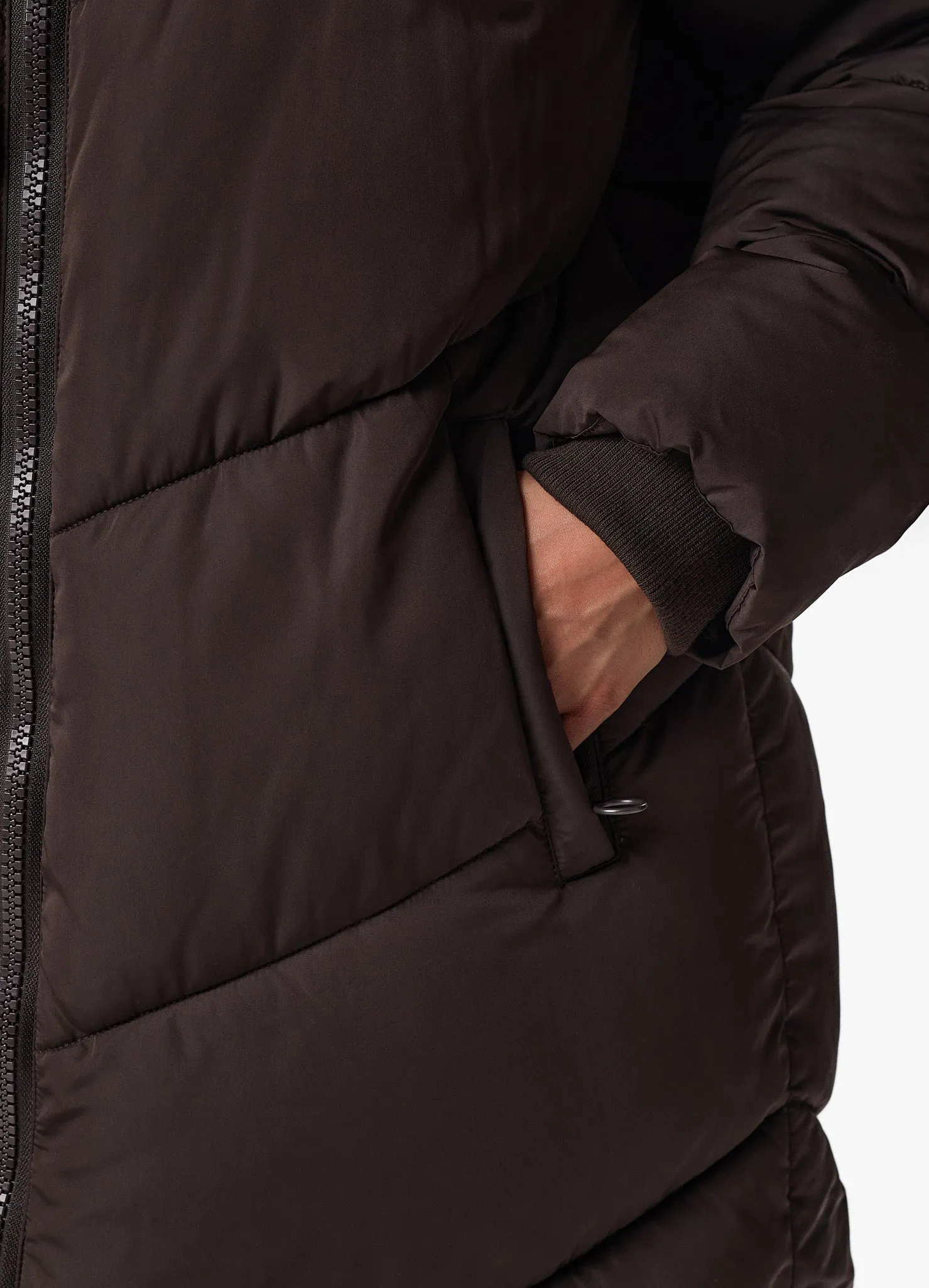 Gym King Chevron Longline Puffer - Cocoa