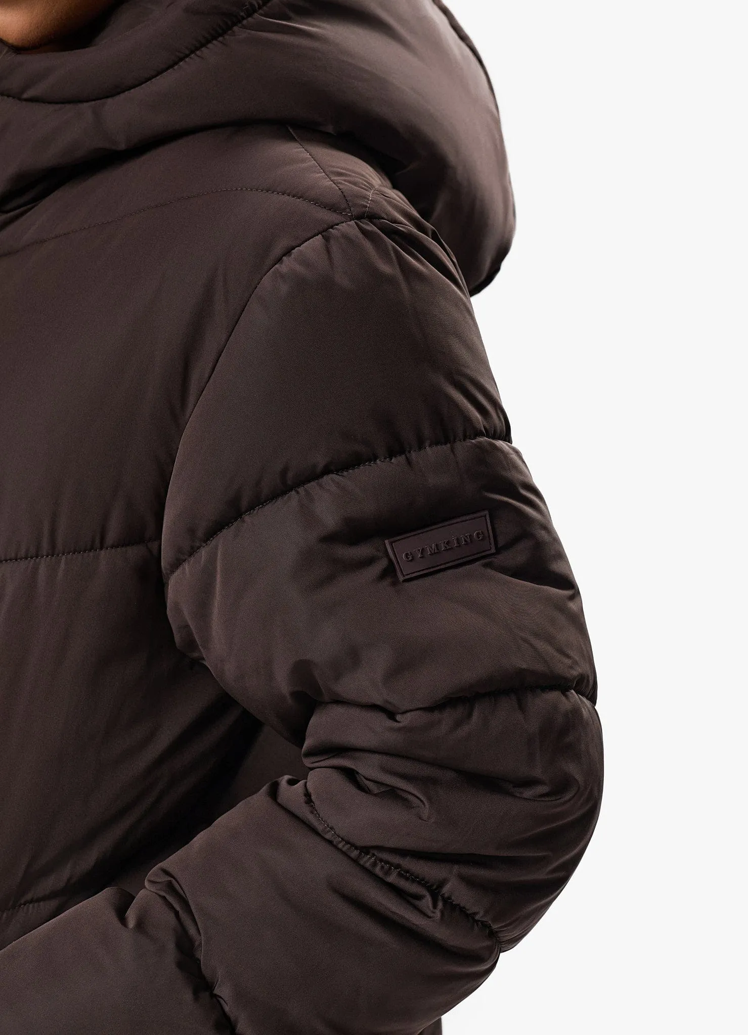 Gym King Chevron Longline Puffer - Cocoa