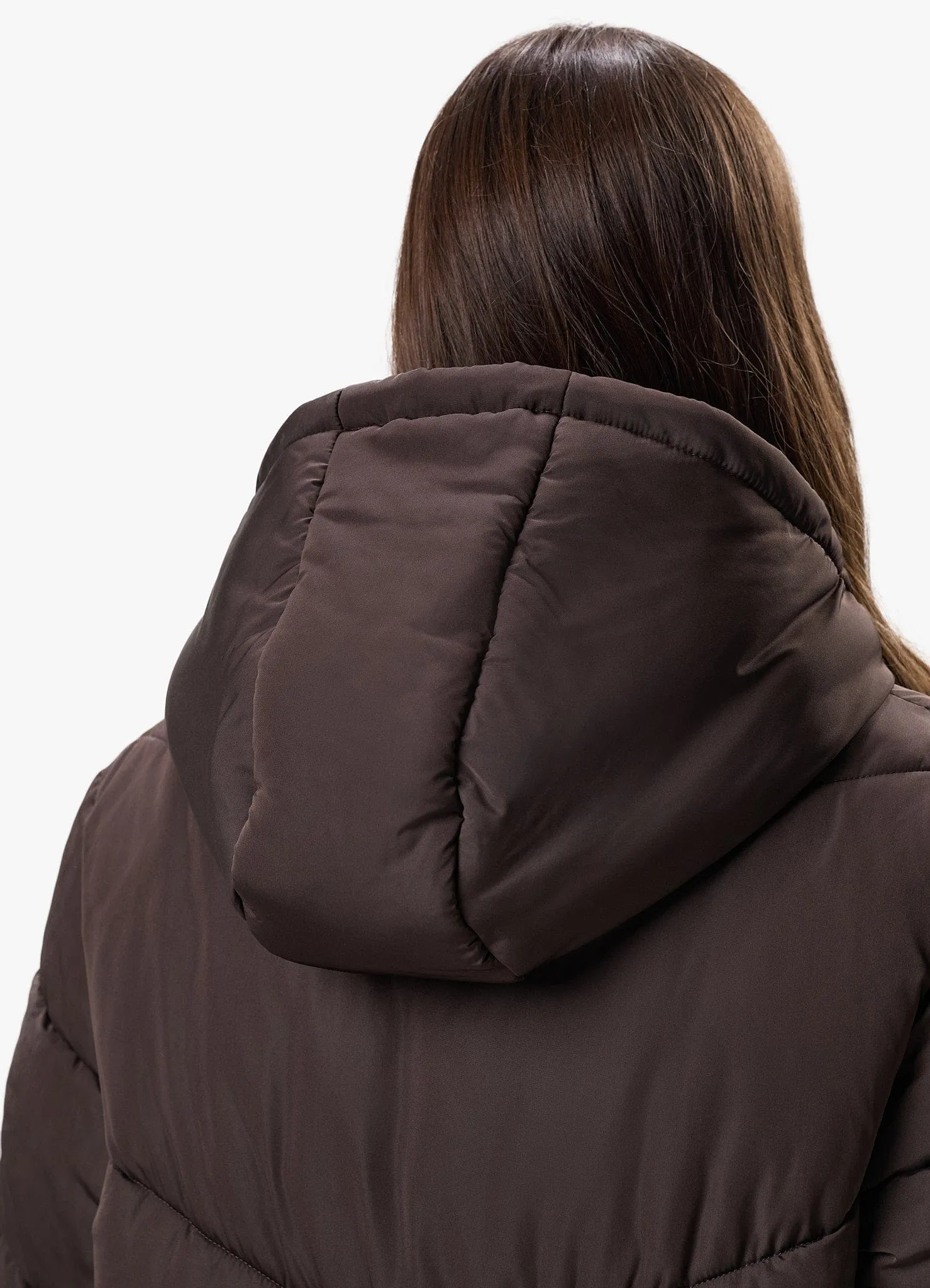 Gym King Chevron Longline Puffer - Cocoa