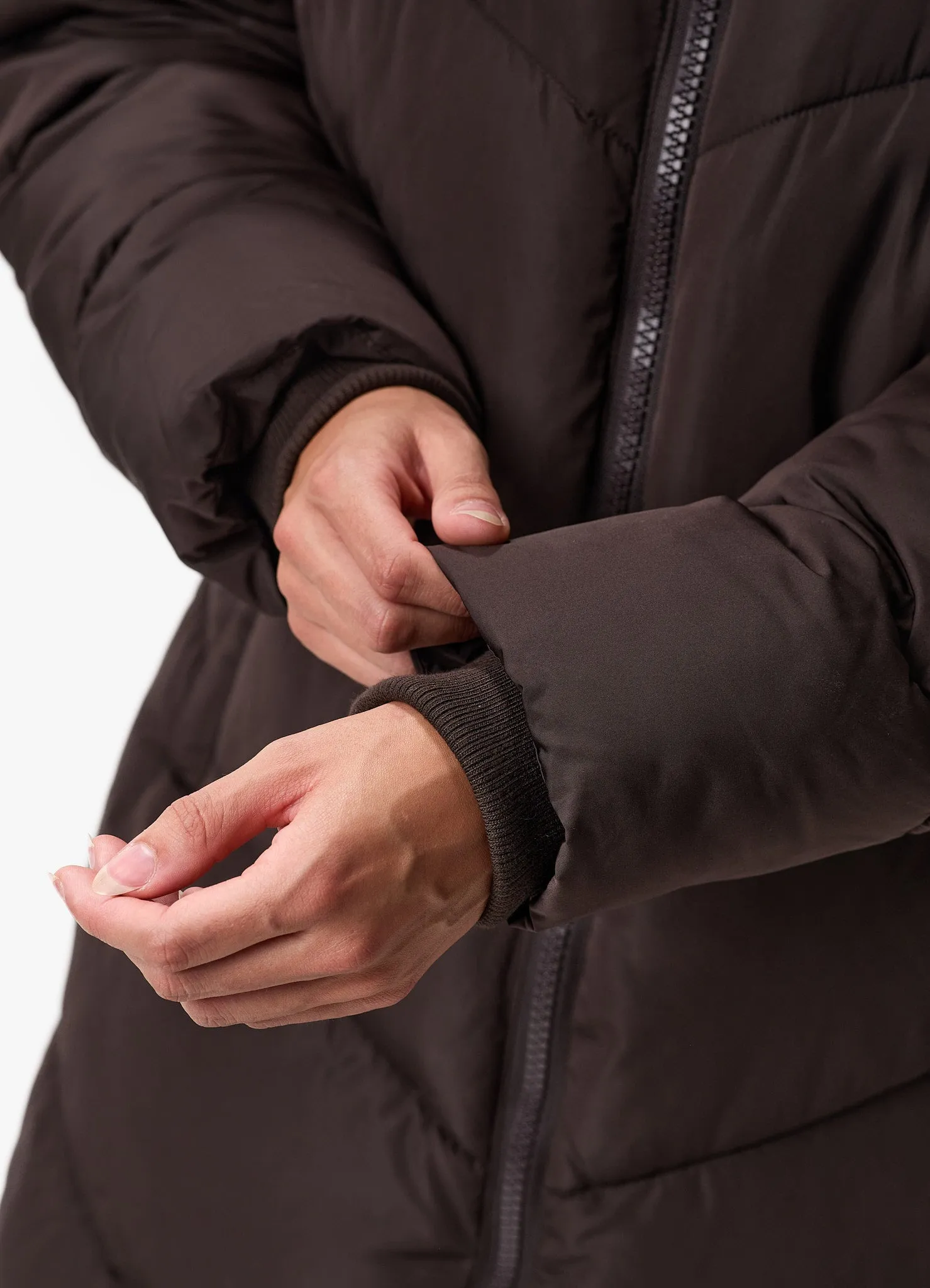 Gym King Chevron Longline Puffer - Cocoa