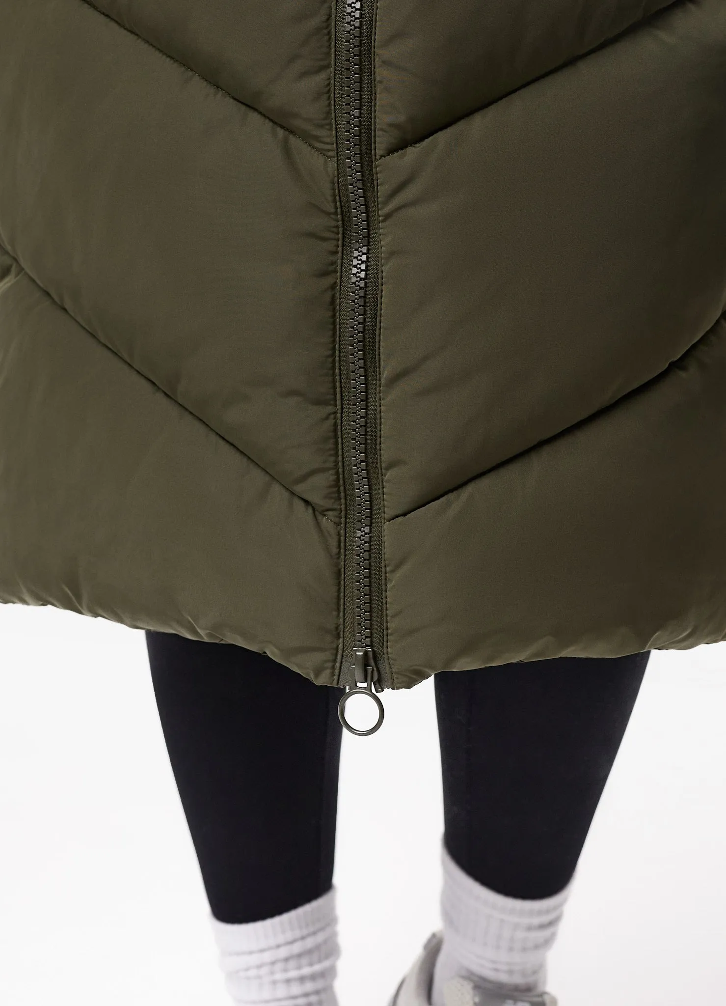 Gym King Chevron Longline Puffer - Khaki
