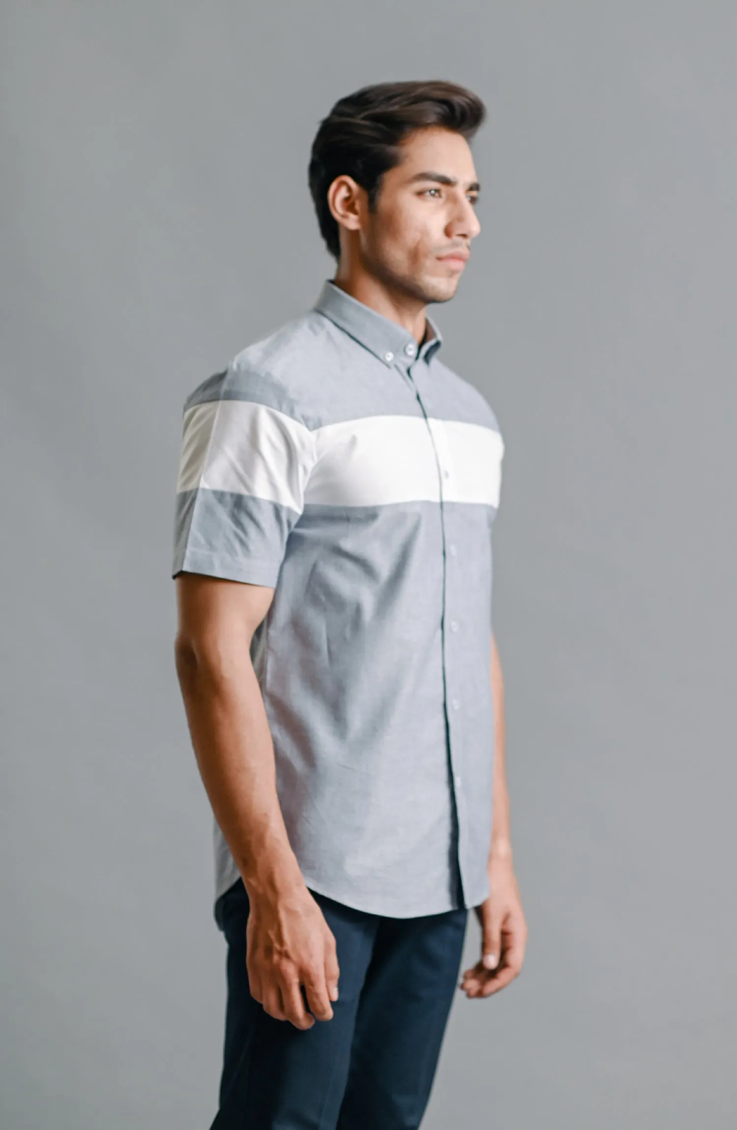 HALF SLEEVE ZERQ - OXFORD WHITE STRIPER