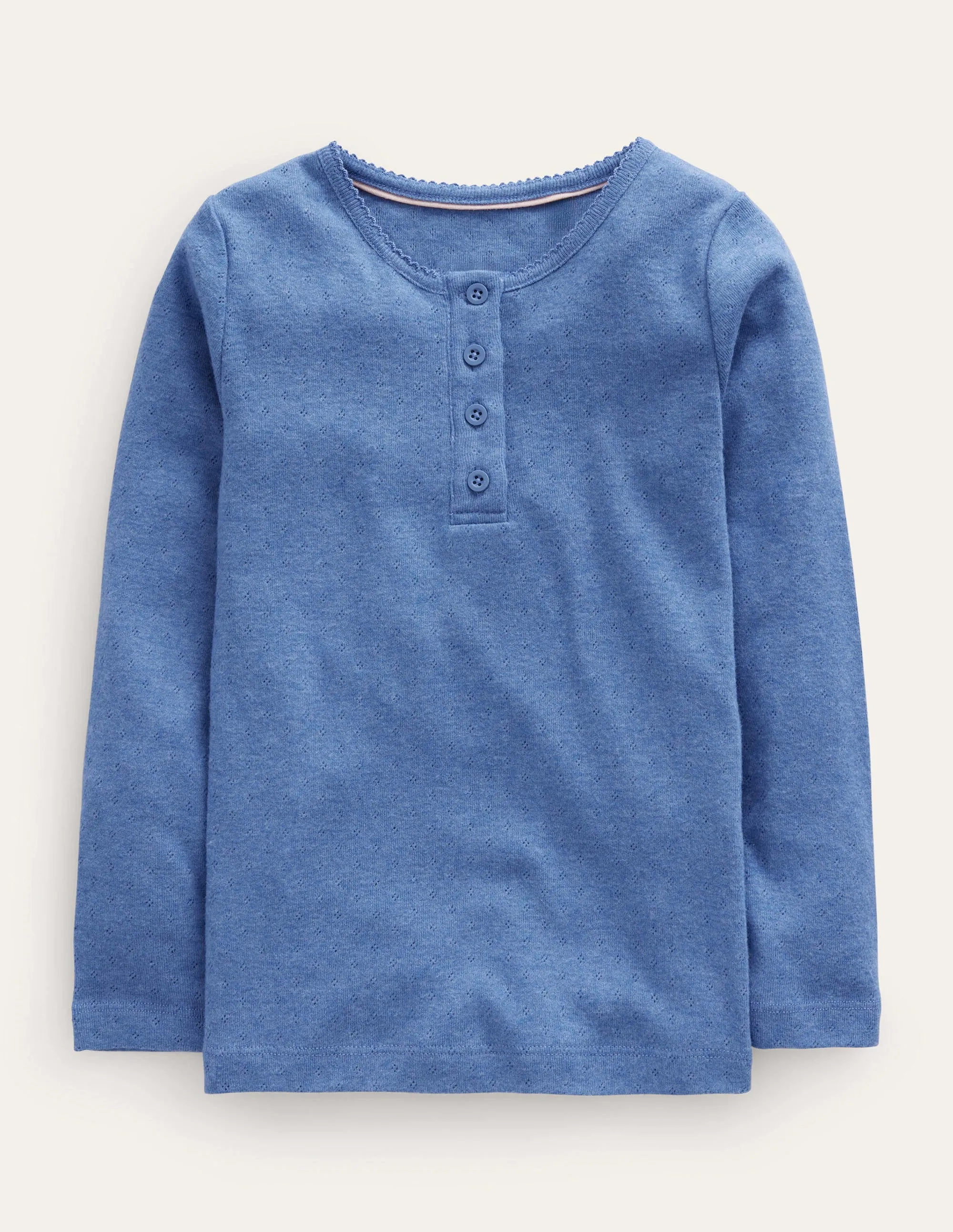 Henley Pointelle Top-Delft Blue
