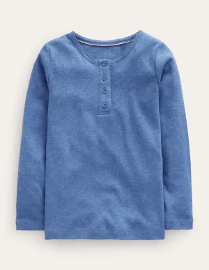 Henley Pointelle Top-Delft Blue