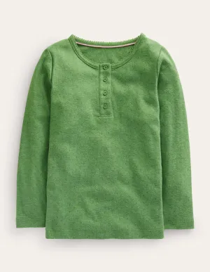 Henley Pointelle Top-English Ivy Green
