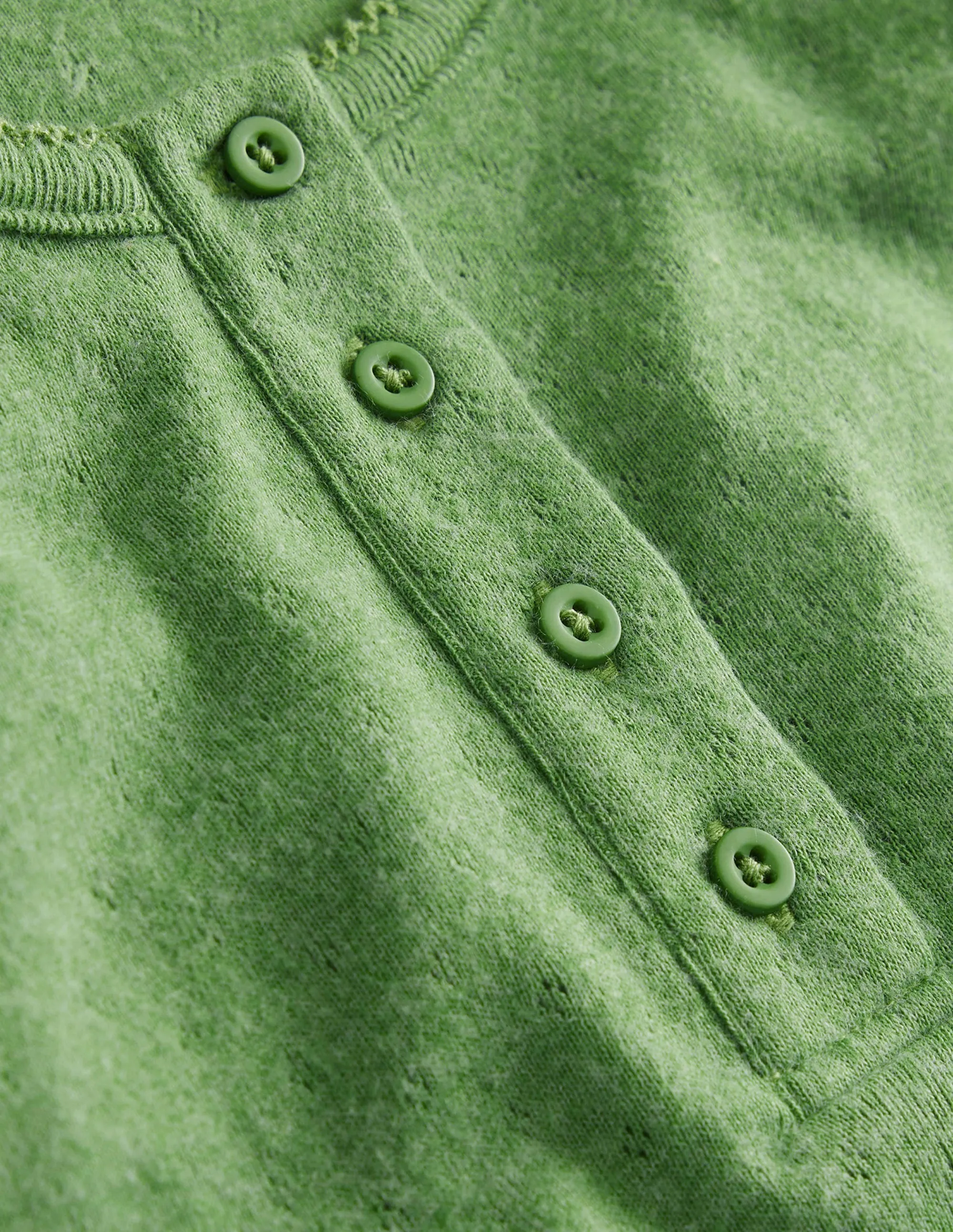 Henley Pointelle Top-English Ivy Green