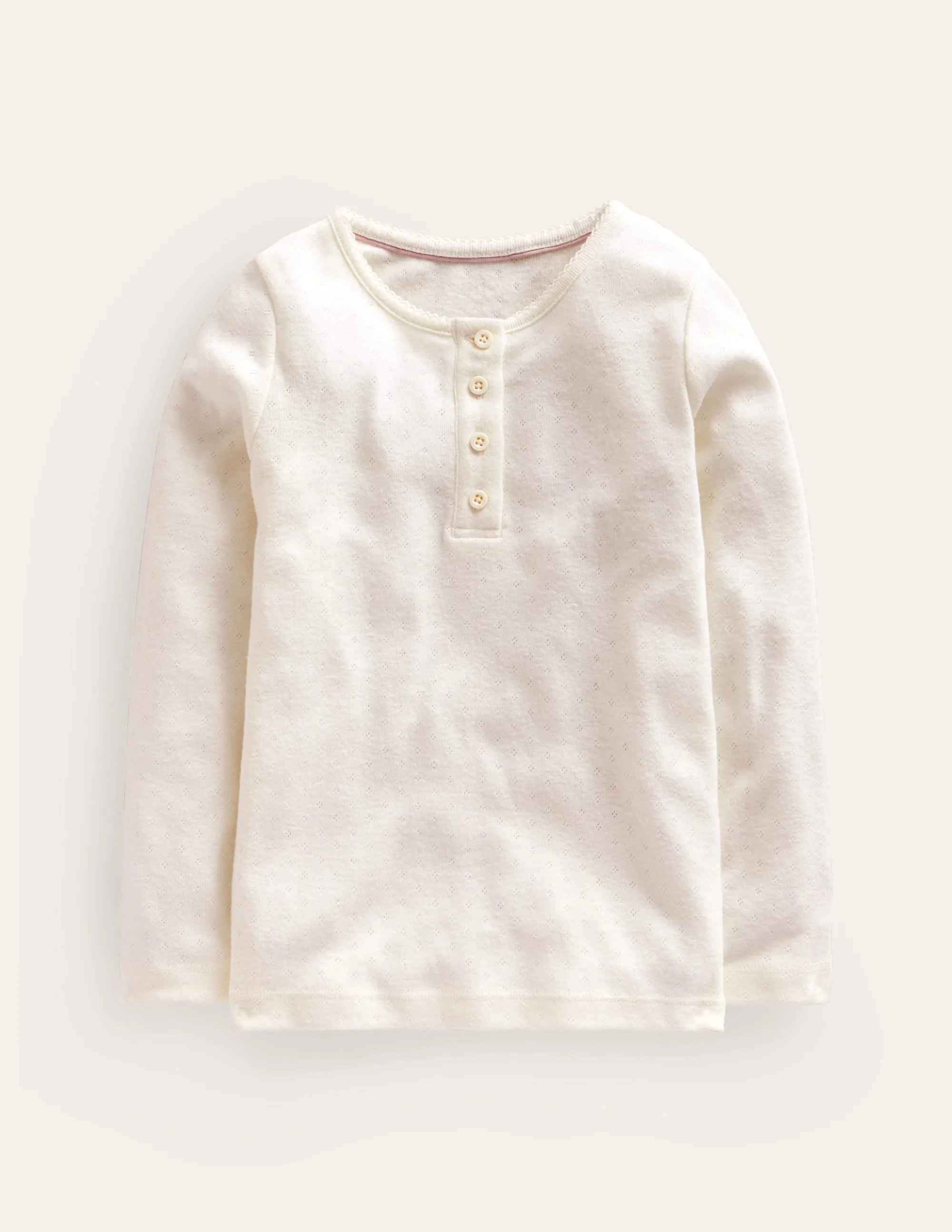 Henley Pointelle Top-Ivory
