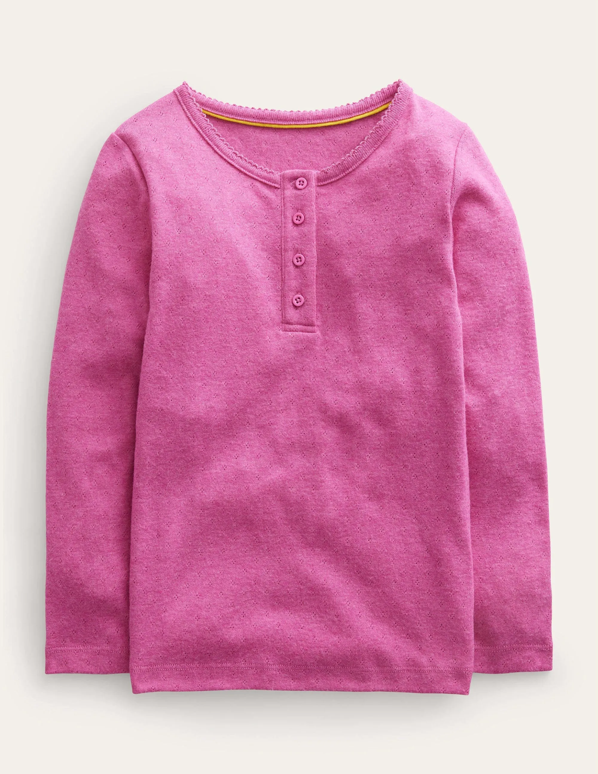 Henley Pointelle Top-Phlox Pink