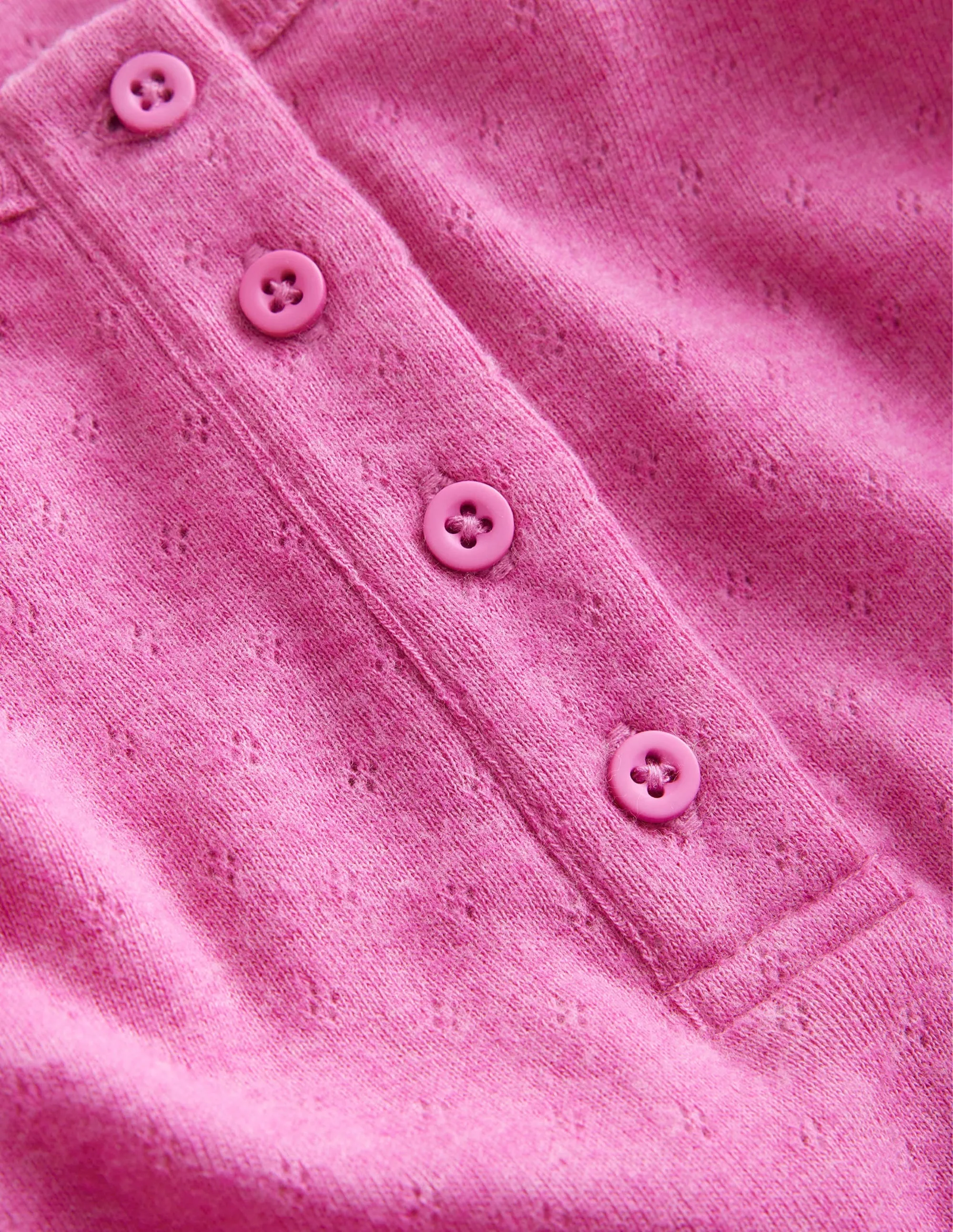 Henley Pointelle Top-Phlox Pink