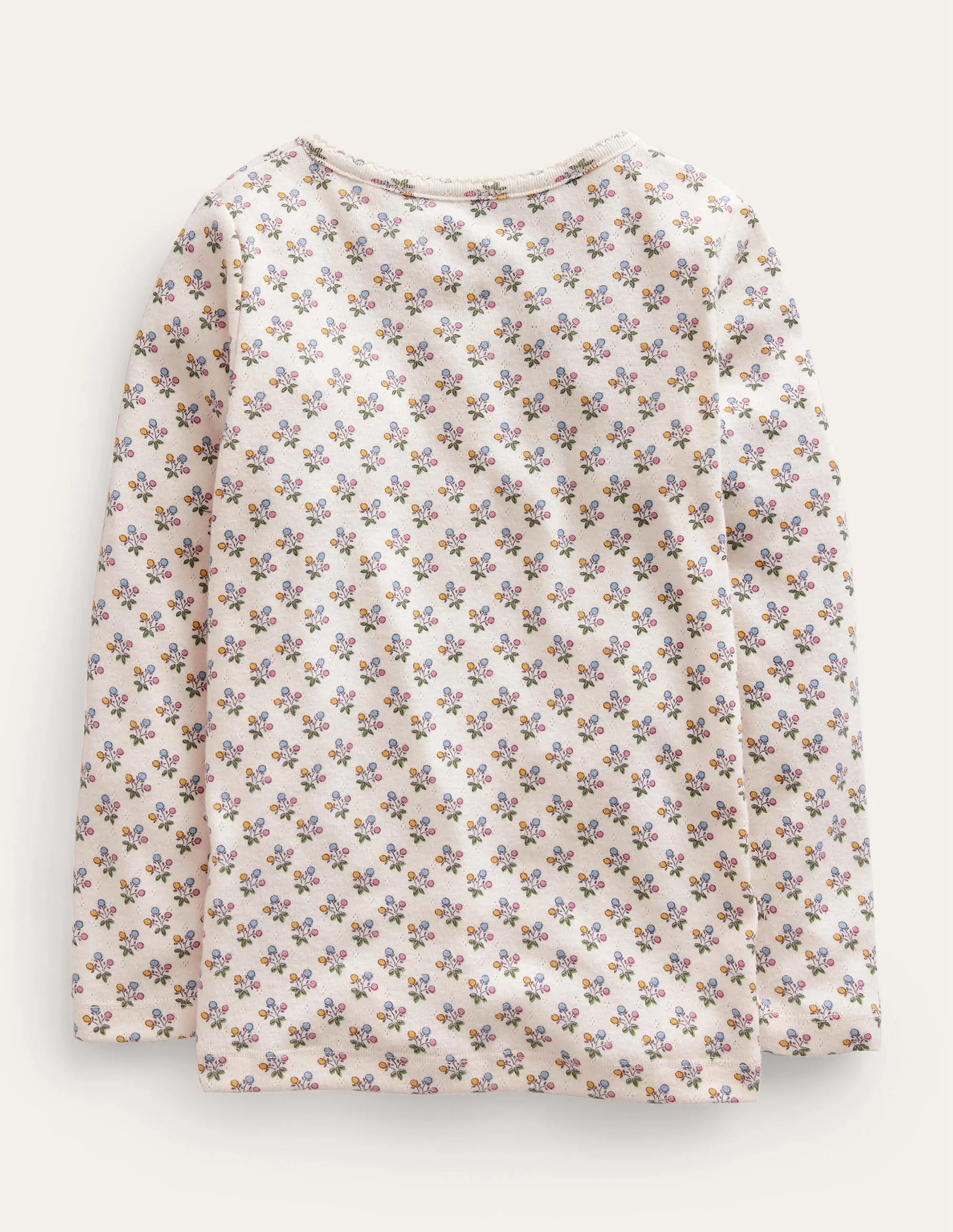 Henley Pointelle Top-Vanilla Pod/Mustard Floral