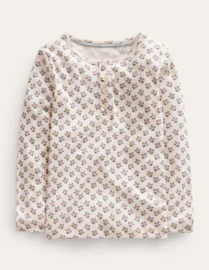 Henley Pointelle Top-Vanilla Pod/Mustard Floral