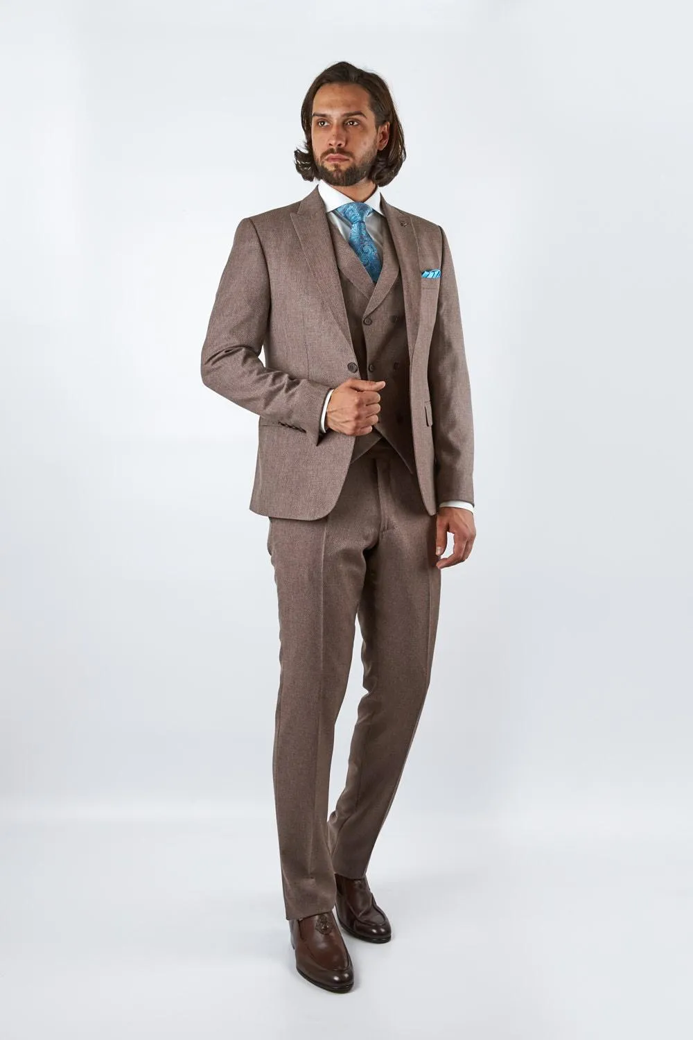 Jensen Brown Set Blazer Linen Suit