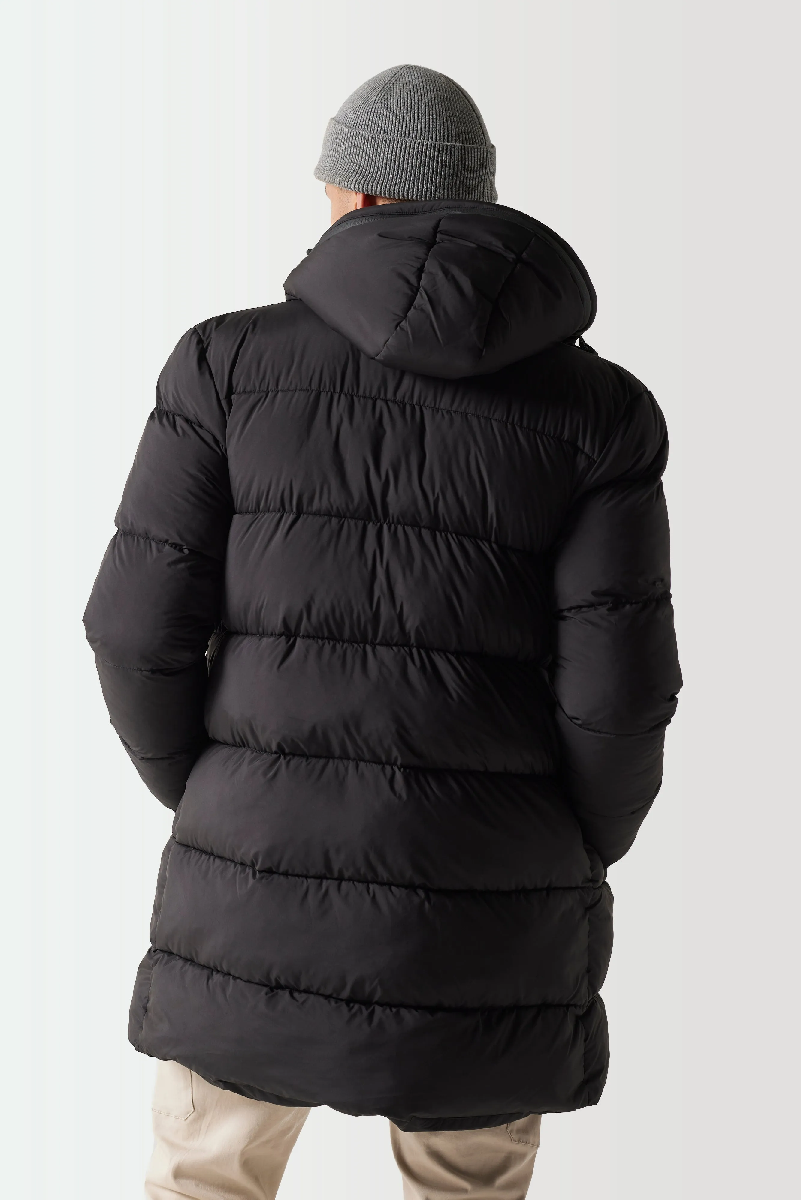 Longline Puffer Jacket - Black