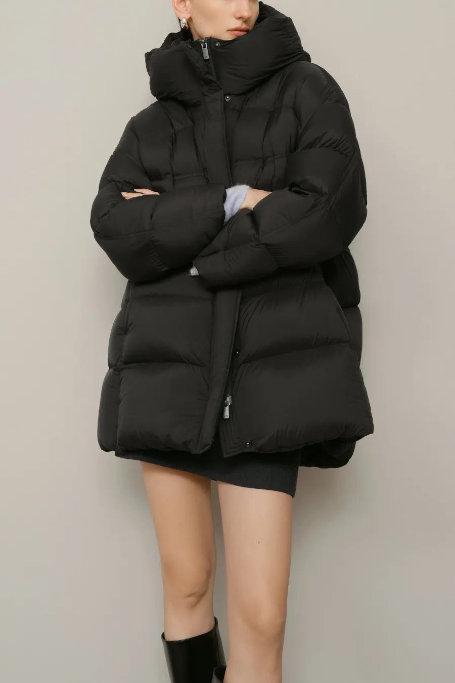Longline Puffer Jacket Black