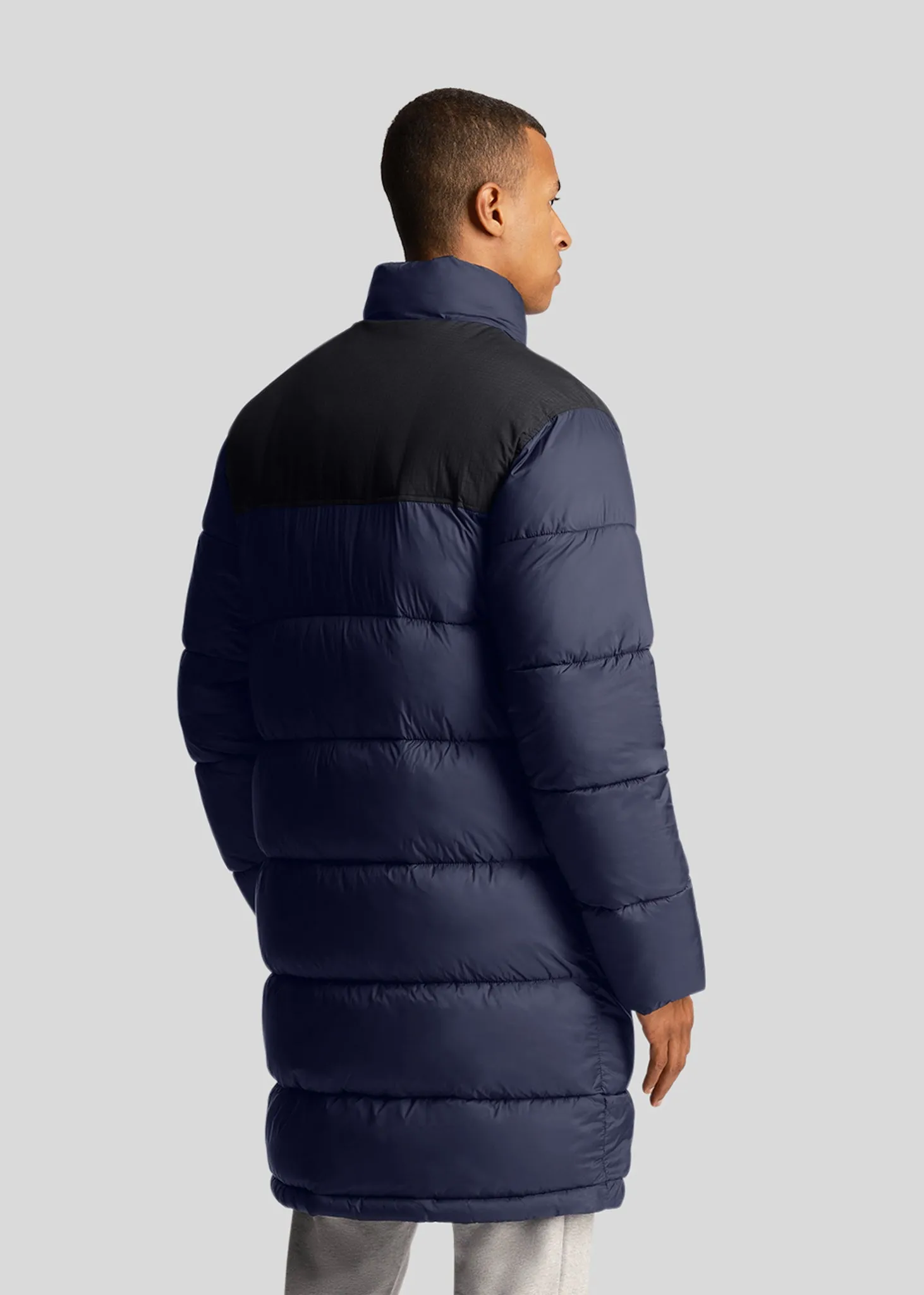 Longline wadded puffer - dark navy