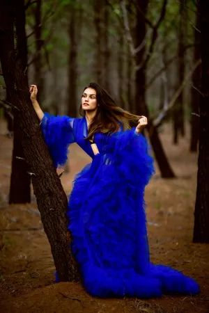 Maternity Photoshoot Dresses - Sophie - Blue Tulle Robe - 4 DAY RENTAL