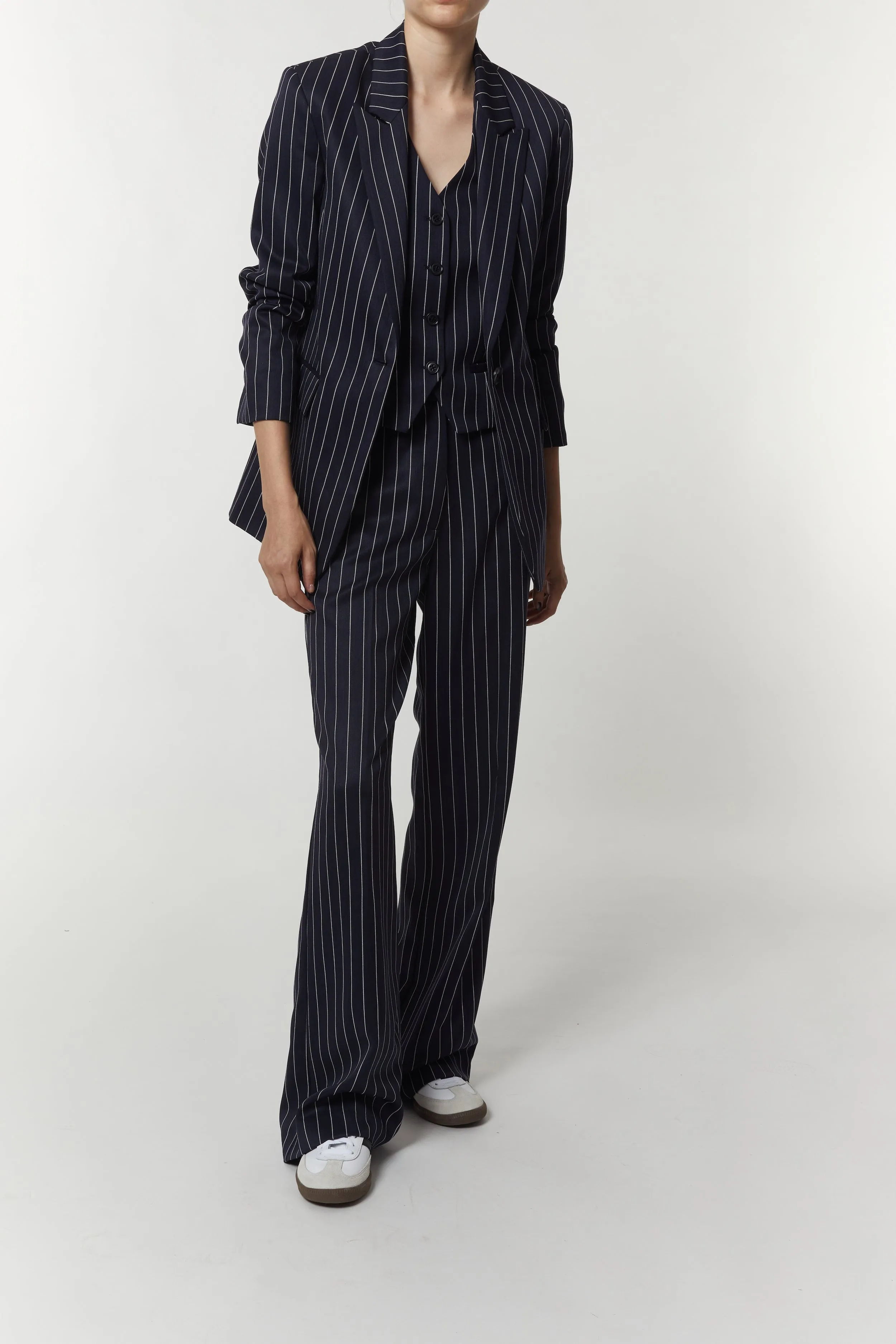 Maude Pinstripe Waistcoat, Navy Pinstripe