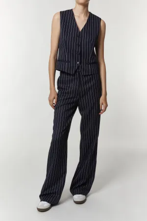 Maude Pinstripe Waistcoat, Navy Pinstripe