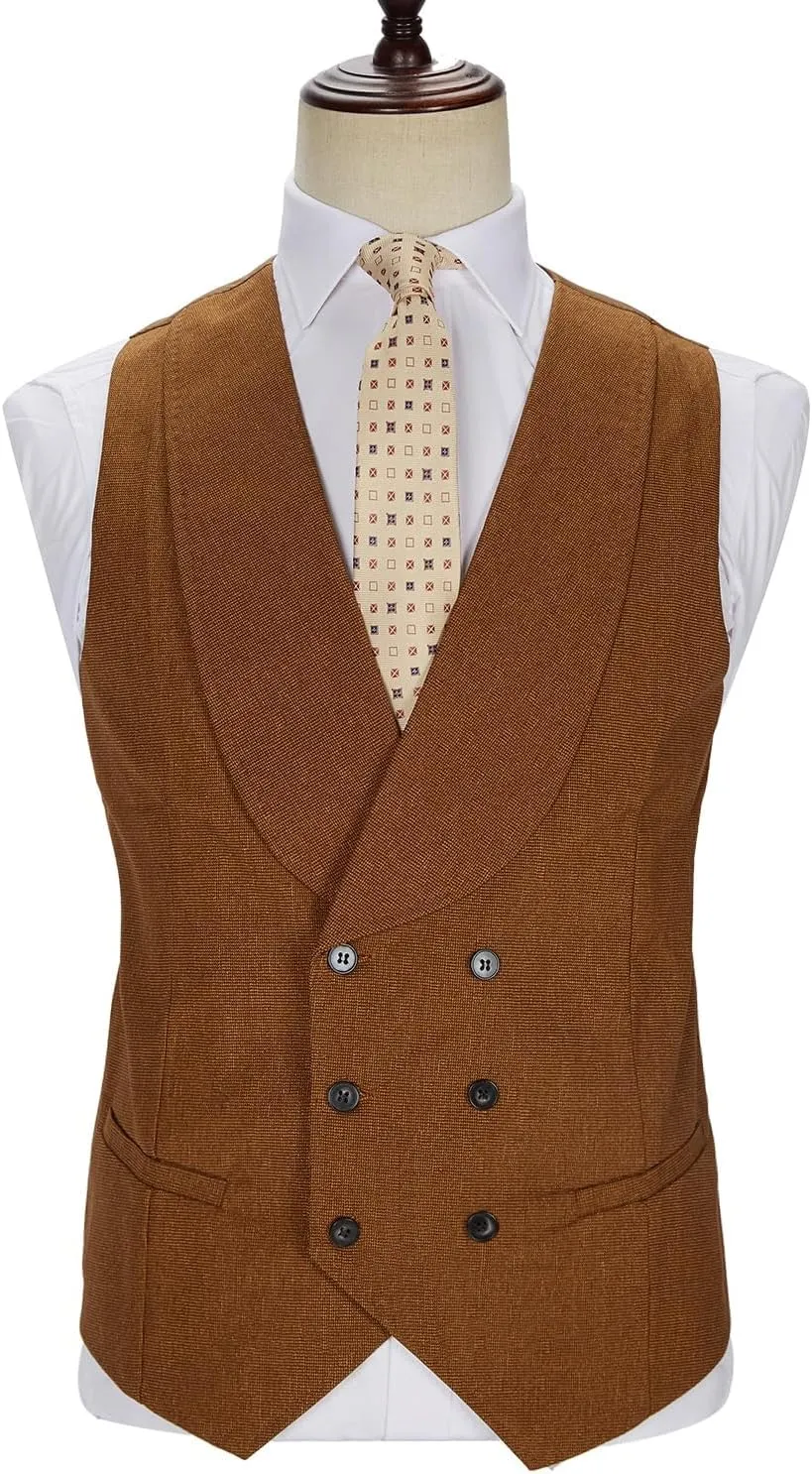 Mens 3 Piece Suit Solid Two Button Slim Fit Peak Lapel Tuxedo Set for Wedding Business Party Blazer Vest Pants Set