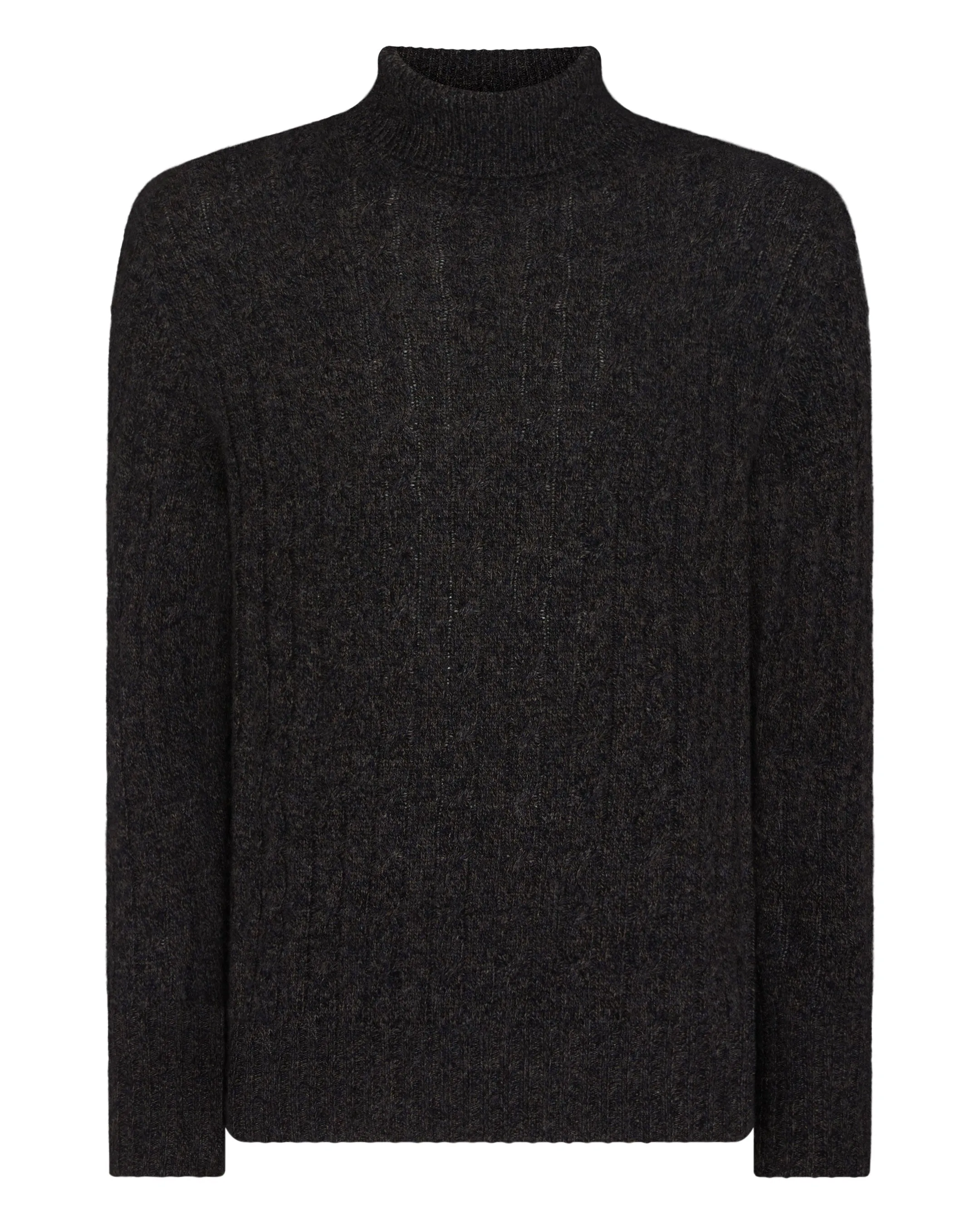 Men's Berwick Cable Turtle Neck Cashmere Sweater Granite Grey