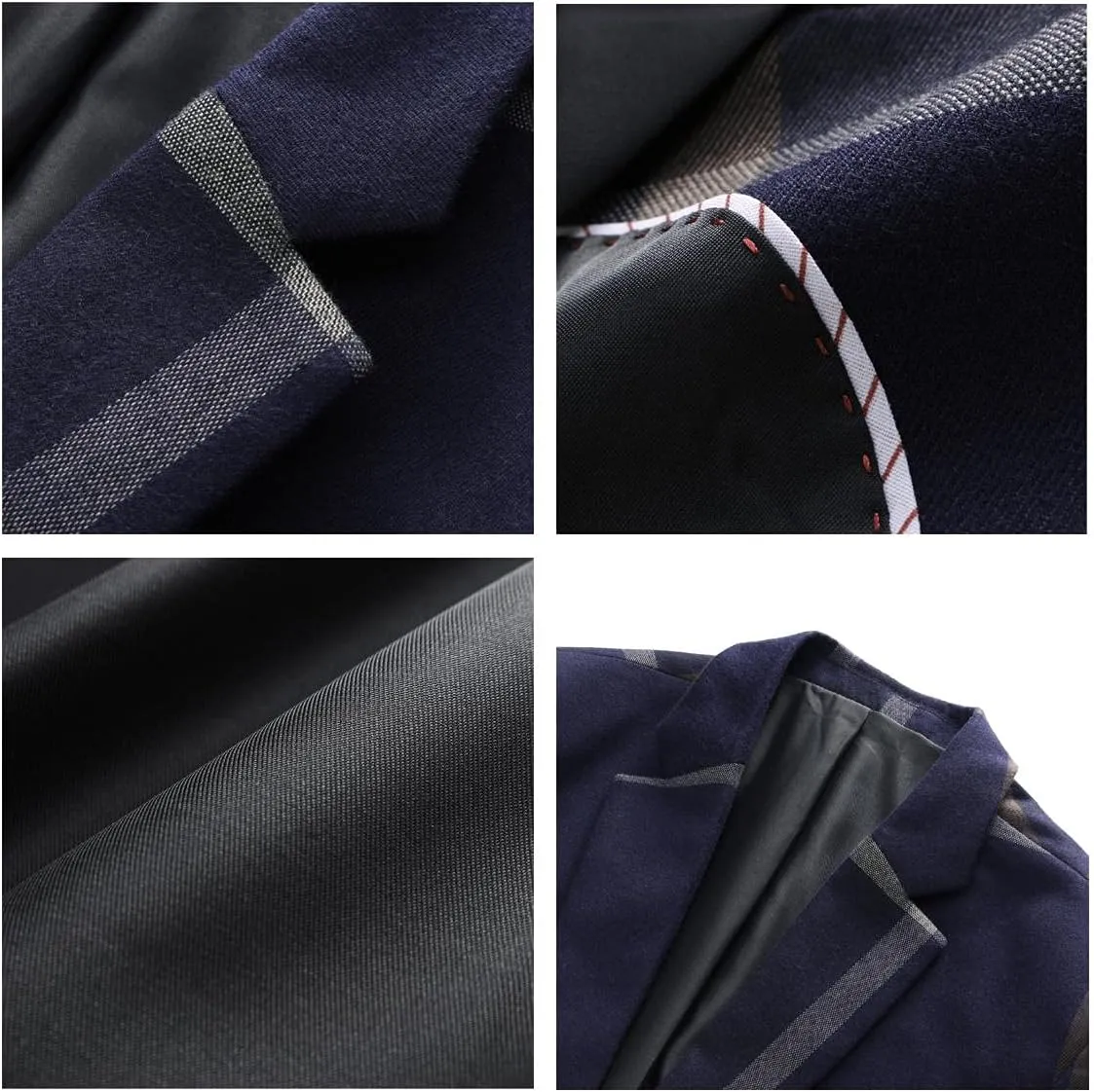 Mens Plaid Suit Slim Fit 2 Piece Casual Tuxedo Suit for Men Formal Blazer Pants Tuxedo Set for Wedding Business Party