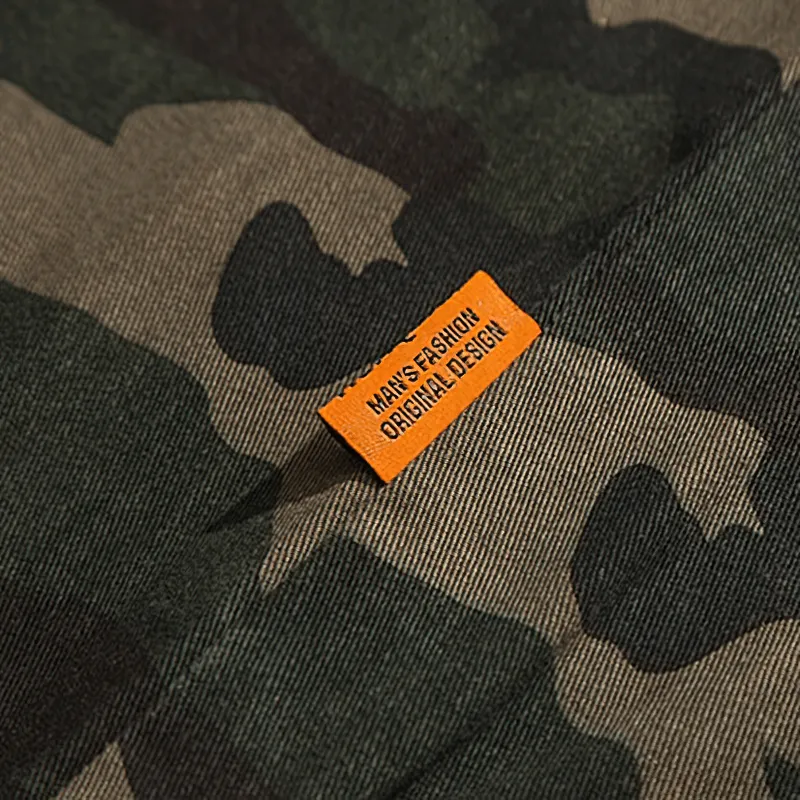 Military Zipper Camouflage Hoodie for Men / Tactical Loose Male Clothes with Pockets