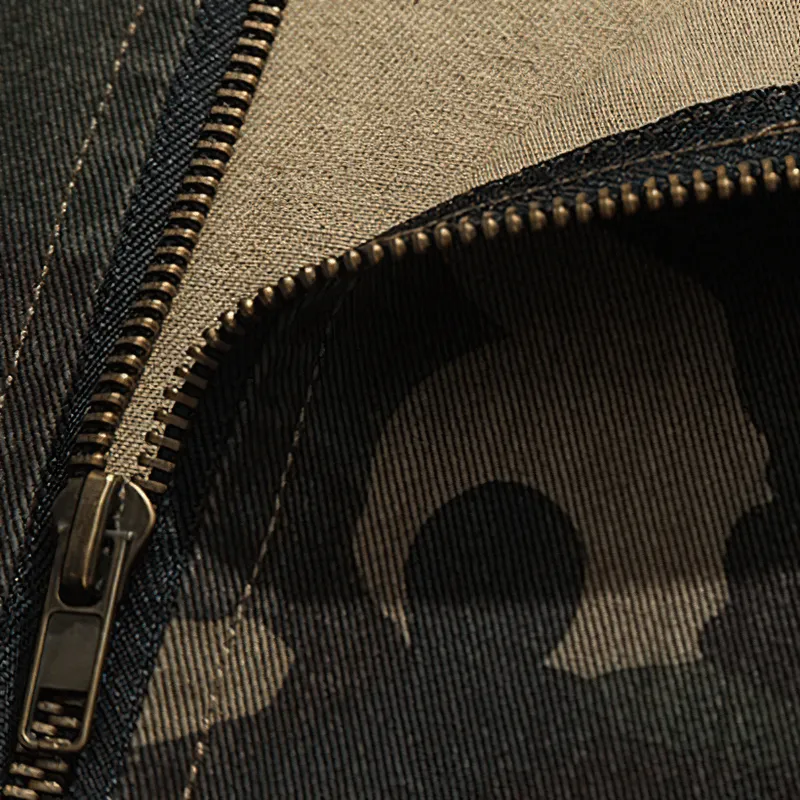 Military Zipper Camouflage Hoodie for Men / Tactical Loose Male Clothes with Pockets