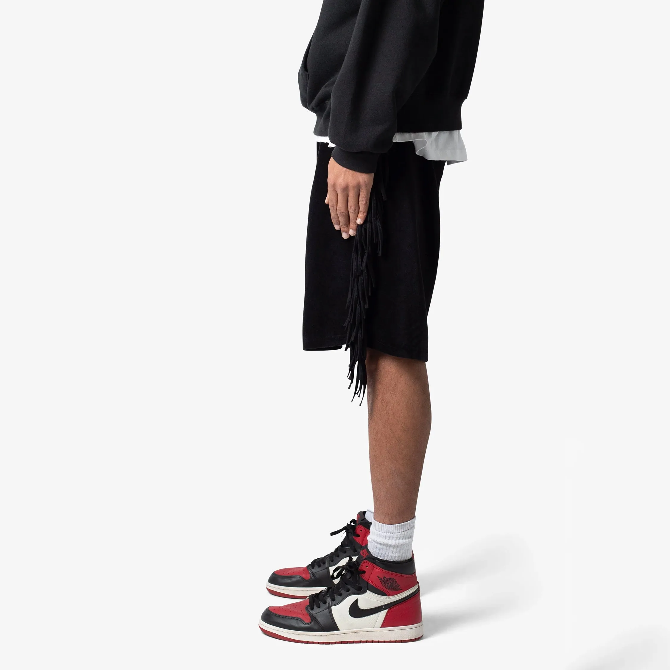 MNML Fringe Velour Sweatshorts