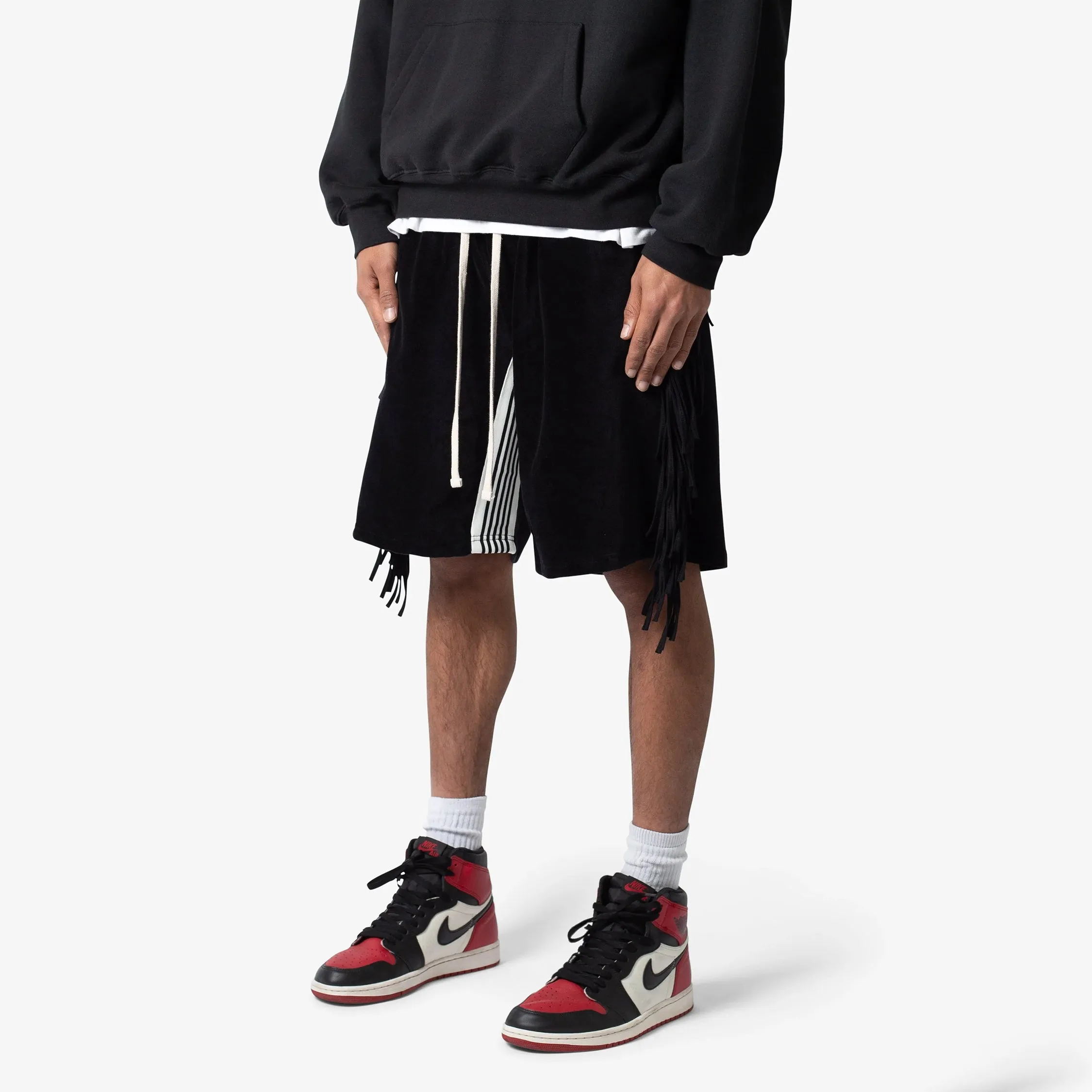 MNML Fringe Velour Sweatshorts