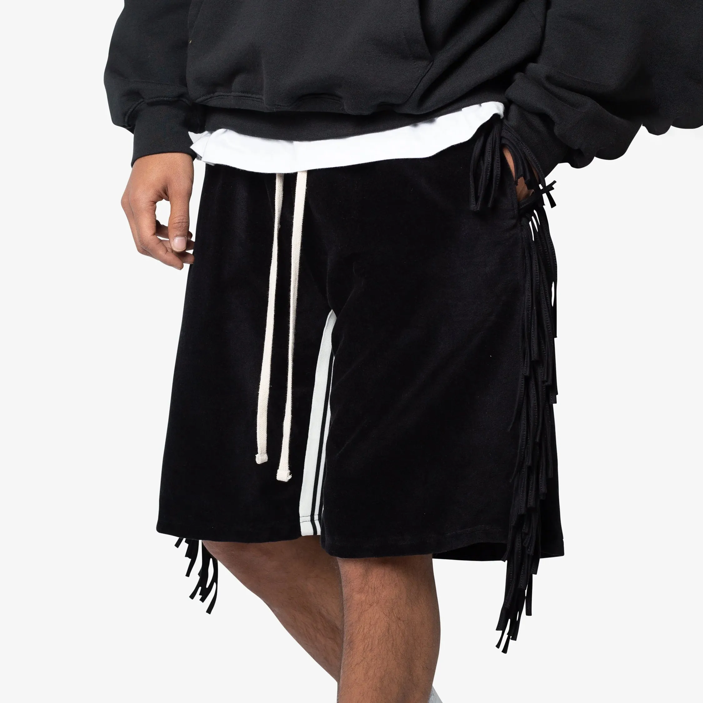 MNML Fringe Velour Sweatshorts