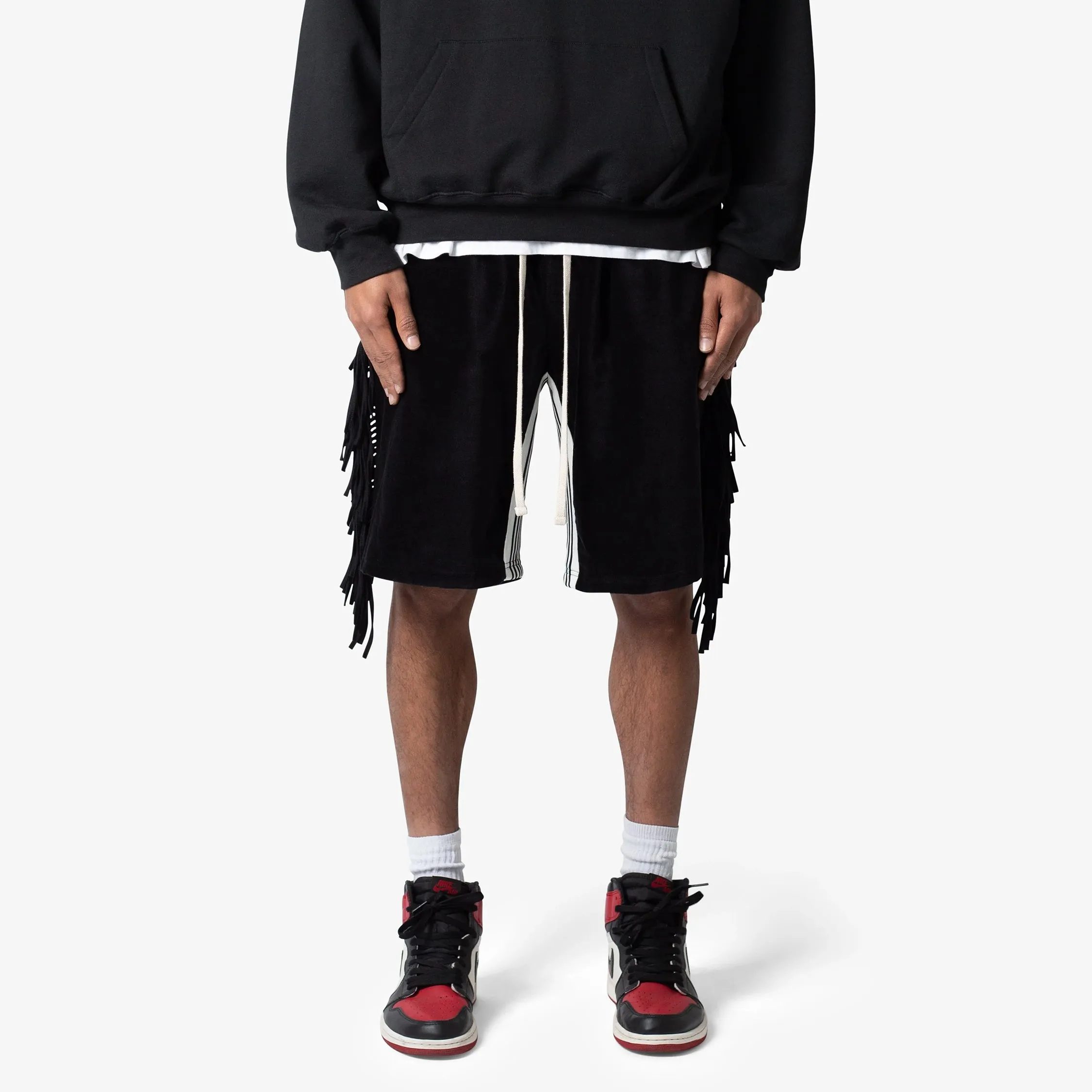 MNML Fringe Velour Sweatshorts