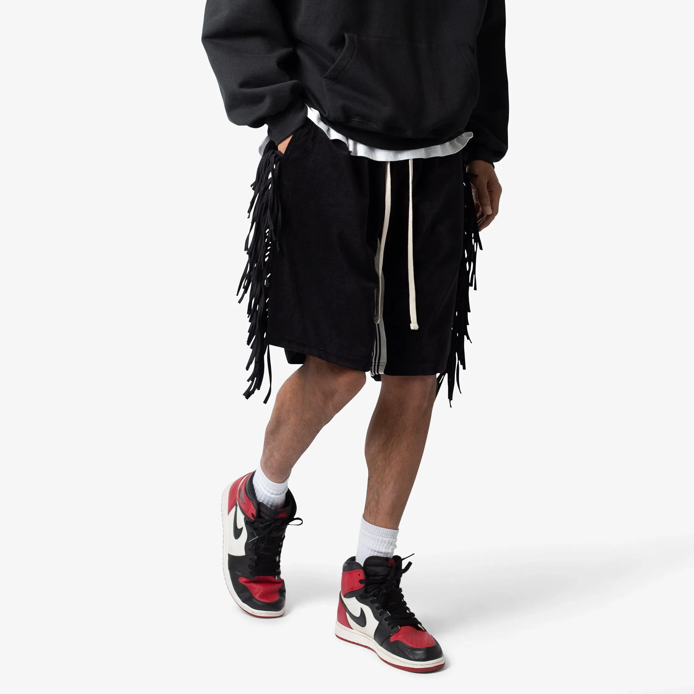 MNML Fringe Velour Sweatshorts