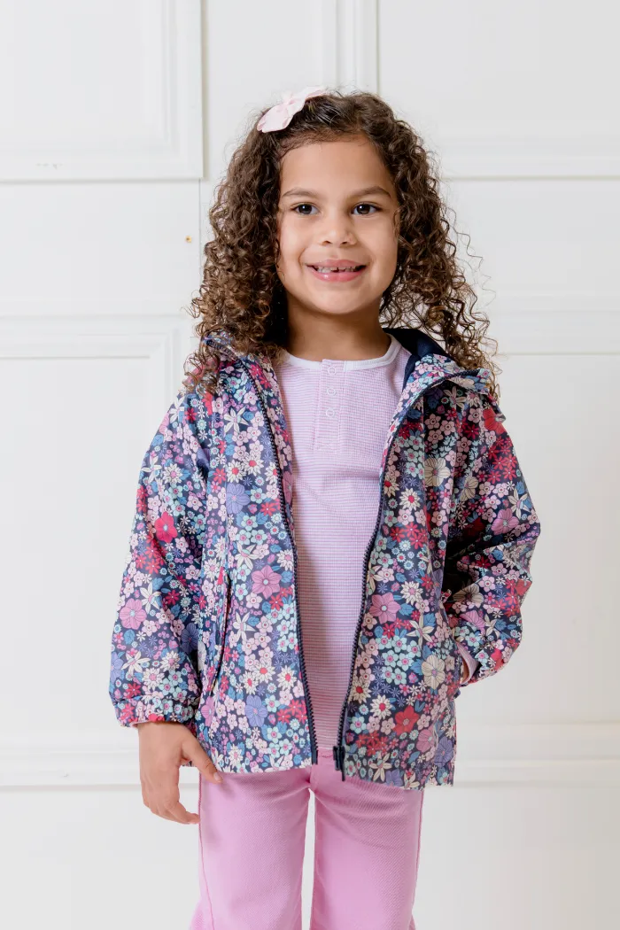 Navy Bloom Rain Jacket